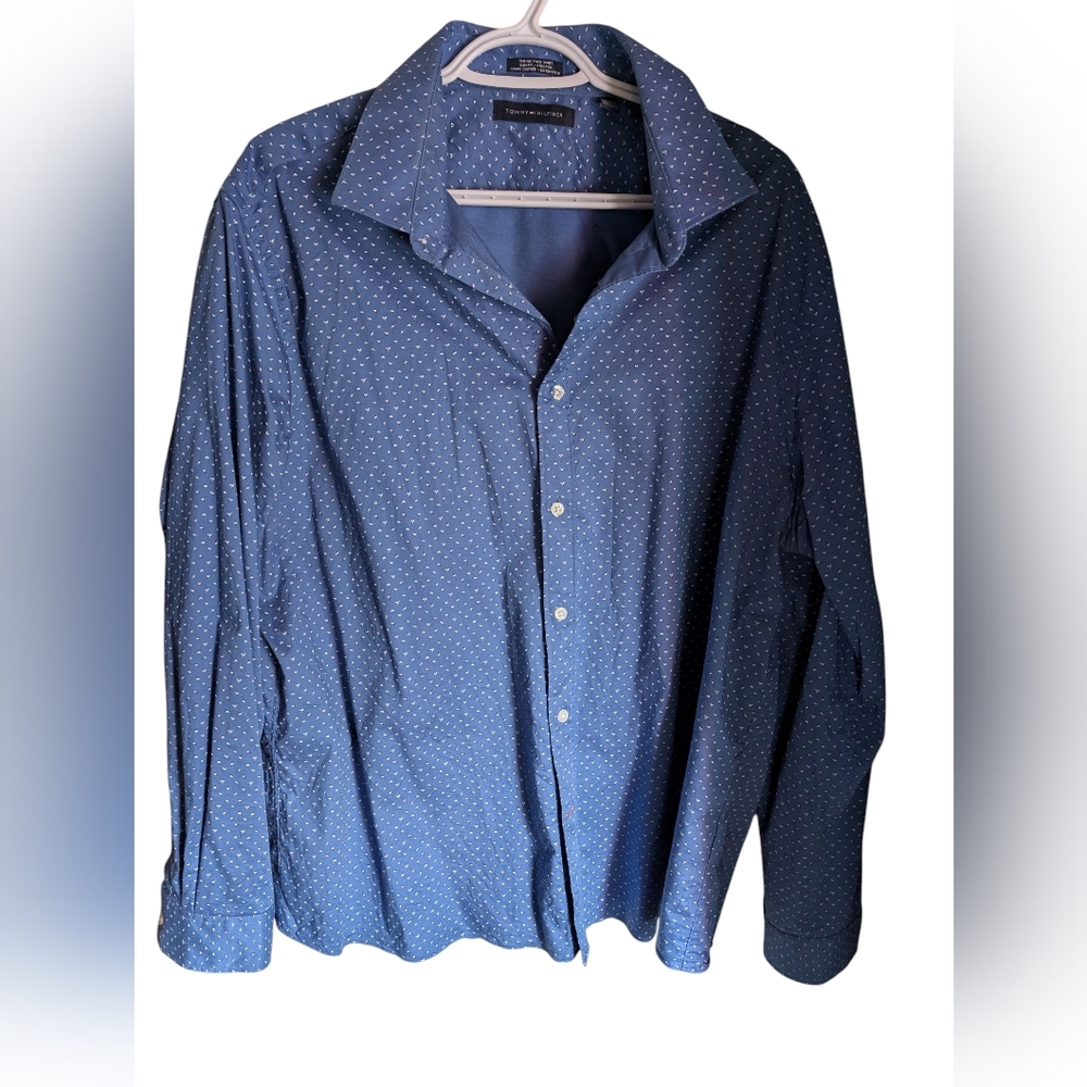 Men's Blue Polka Dot Shirt